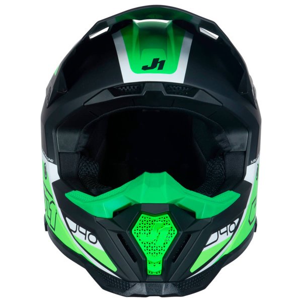 Just1 J40 Flash Fluo Green White Black шлем кроссовый