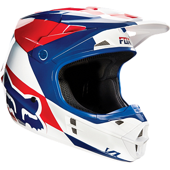 Fox Racing V1 Mako шлем кроссовый, сине-бело-красный