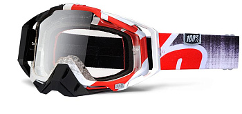 100% Racecraft Red Destruct мотоочки, красно-белый, прозрачная линза