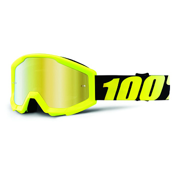 100% Strata JR Neon Yellow Mirror Gold Lens мотоочки подростковые
