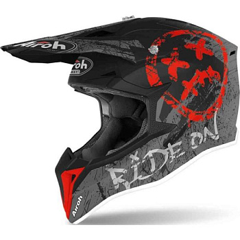 Airoh Wraap Smile Red Matt шлем внедорожный, красно-черный