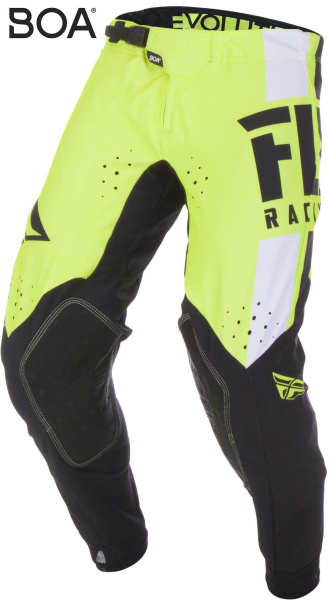 Fly Racing Evolution DST 2019 мотоштаны, черно-бело-желтый Fly Racing Evolution DST 2019 мотоштаны, черно-бело-желтый