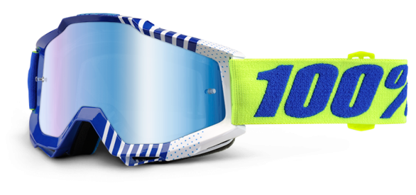 100% Accuri Sundance Mirror Blue Lens мотоочки, сине-желтый, зеркальная синяя линза