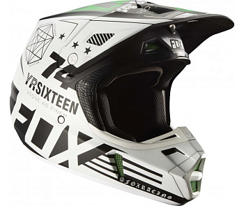 Fox Racing V2 Union SE шлем кроссовый, бело-черно-зеленый