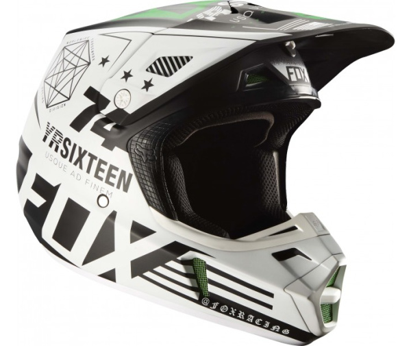 Fox Racing V2 Union SE шлем кроссовый, бело-черно-зеленый