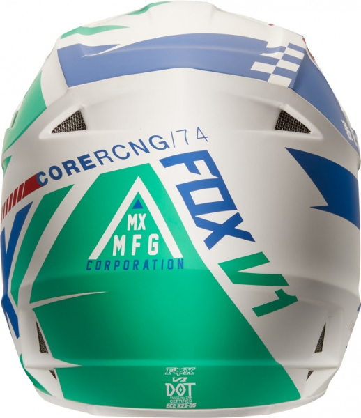 Fox Racing V1 Sayak 2018 Youth шлем подростковый, бело-сине-зеленый