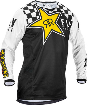 Fly Racing Kinetic Rockstar 2020 джерси, черно-белый Fly Racing Kinetic Rockstar 2020 джерси, черно-белый