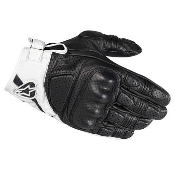 Alpinestars Mustang мотоперчатки кожаные перфорированные с защитой, черно-белый