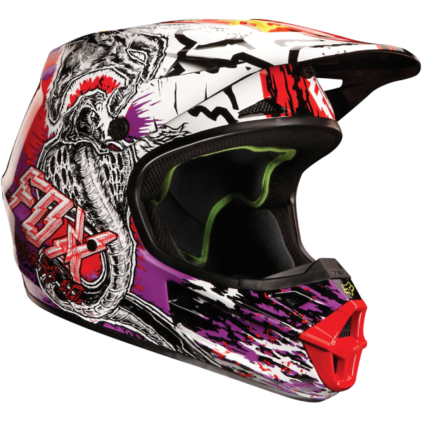 Fox Racing V1 Pestilence шлем кроссовый, черно-красно-фиолетовый