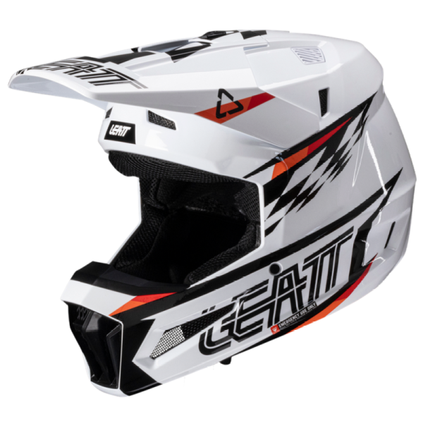 Leatt Kit Moto 3.5 Jr V25 White шлем подростковый + Vizion 2.5s мотоочки