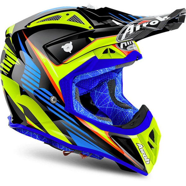 Airoh Aviator 2.2 Double Black шлем внедорожный, красно-сине-желтый