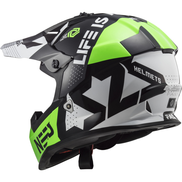 LS2 MX437 Fast Block шлем кроссовый, черно-зелено-белый