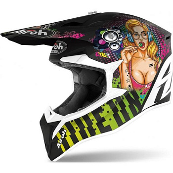 Airoh Wraap Pin Up шлем внедорожный, черно-бело-желтый