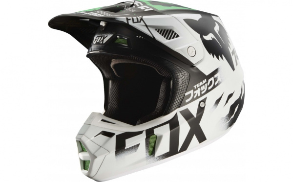 Fox Racing V2 Union SE шлем кроссовый, бело-черно-зеленый