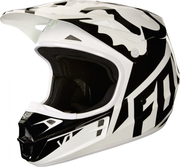 Fox Racing V1 Race 2018 шлем кроссовый, бело-черно-зеленый