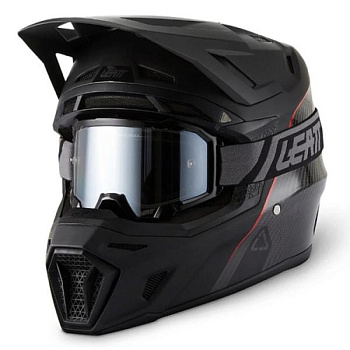 Leatt Kit Moto 9.5 Carbon V27 Carbon шлем кроссовый + Velocity 6.5 мотоочки, черный