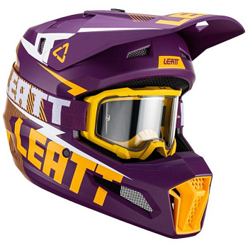 Leatt Kit Moto 3.5 Indigo шлем кроссовый + Velocity 4.5 мотоочки