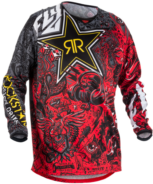 Fly Racing Kinetic Rockstar 2018 джерси, красно-серый Fly Racing Kinetic Rockstar 2018 джерси, красно-серый