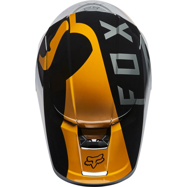 Fox Racing V1 Skew 2022 Black/Gold шлем кроссовый