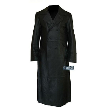 First M904 Плащ кожаный мужской удлиненный, на 6 пуговицах