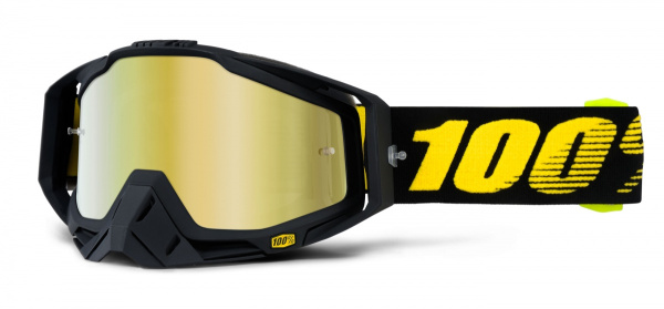 100% Racecraft Raceday/Mirror Gold Lens мотоочки, желто-черный,зеркальная золотая линза