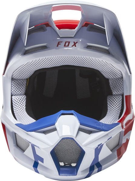 Fox Racing V1 Skew 2022 White/Red/Blue шлем кроссовый
