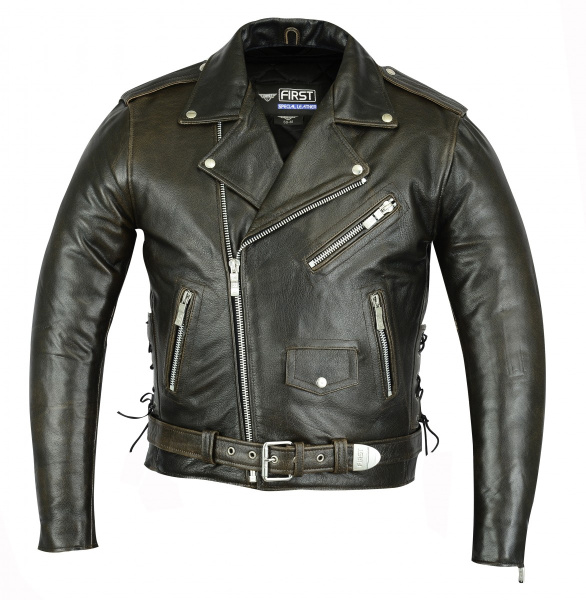 First M771BRT Косуха мужская кожаная, коричневый, XS-3XL