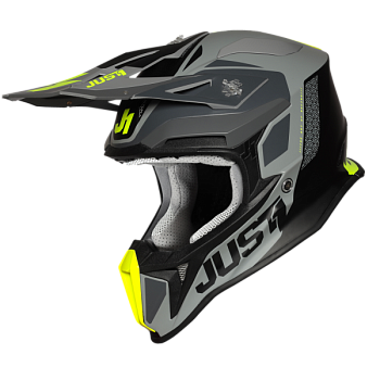 Just1 J18 Pulsar Fluo Yellow-Grey-Black Matt шлем кроссовый