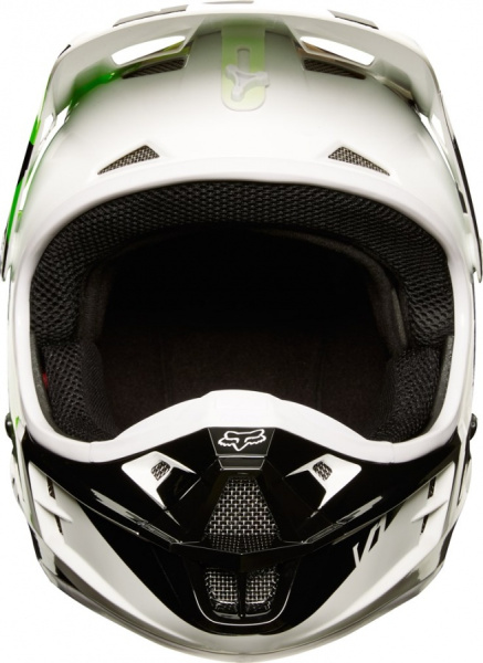 Fox Racing V1 Race 2018 шлем кроссовый, бело-черно-зеленый