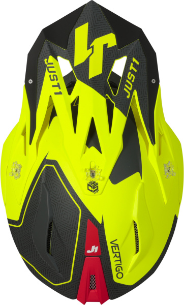 Just1 J18 Vertigo шлем кроссовый, красно-серо-желтый матовый