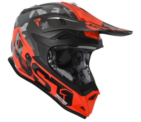 Just1 J32 SWAT Camo Orange Fluo шлем кроссовый, оранжево-черный