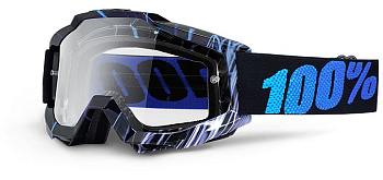 100% Accuri мотоочки, черно-синий, прозрачная линза