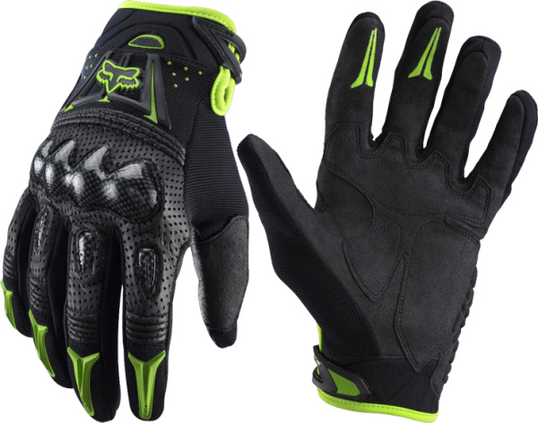 Fox Bomber мотоперчатки с защитой, черно-зеленый