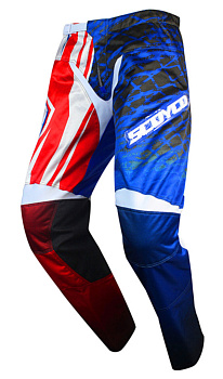 Scoyco P040 мотоштаны кросс, сине-бело-красный