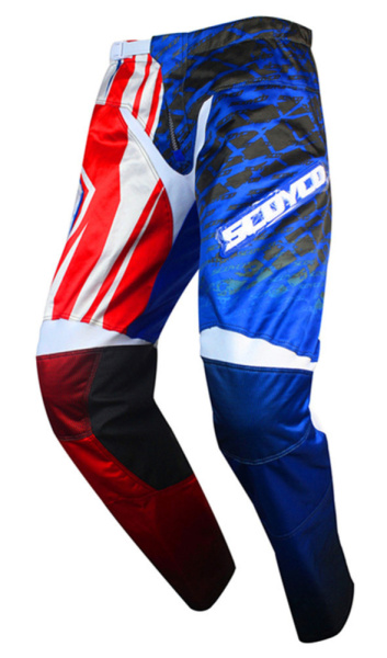 Scoyco P040 мотоштаны кросс, сине-бело-красный
