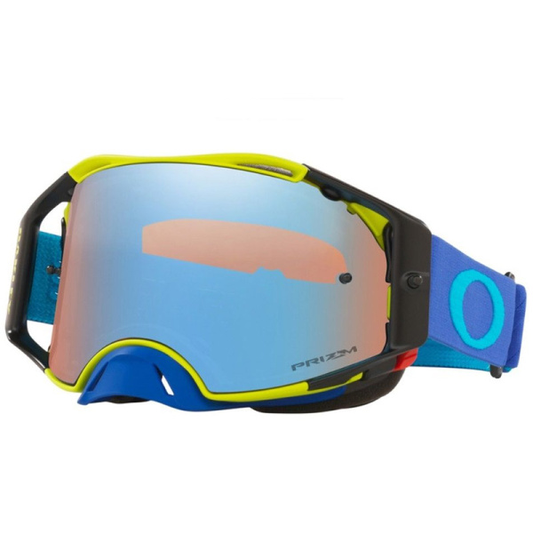 Oakley Airbrake Mx Tuff Blocks мотоочки, сине-желтый, синяя линза
