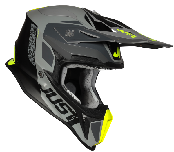 Just1 J18 Pulsar Fluo Yellow-Grey-Black Matt шлем кроссовый