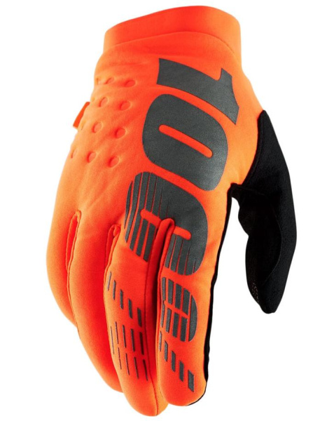100% Brisker Fluo Orange/Black мотоперчатки, оранжево-черный