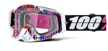 100% Racecraft Glitch мотоочки, черно-бело-розовый