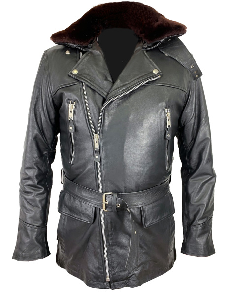 First M401 ZO Куртка кожаная удлиненная на молнии с меховой подкладкой и воротником First M401 ZO Куртка кожаная удлиненная на молнии с меховой подкладкой и воротником