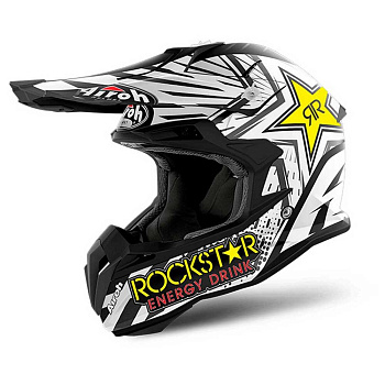 Airoh Terminator Open Rockstar шлем внедорожный, бело-черно-желтый