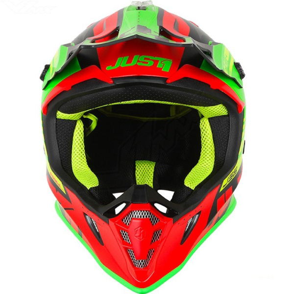 Just1 J38 Blade шлем кроссовый, красно-зелено-черный