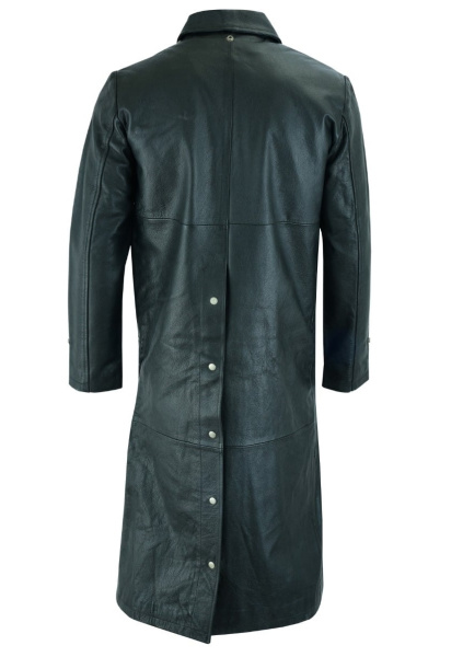 First M903 Плащ мужской кожаный удлиненный на кнопках