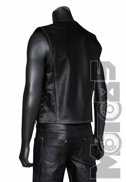 First V706 Жилет кожаный мужской на молниях, 4XL-6XL