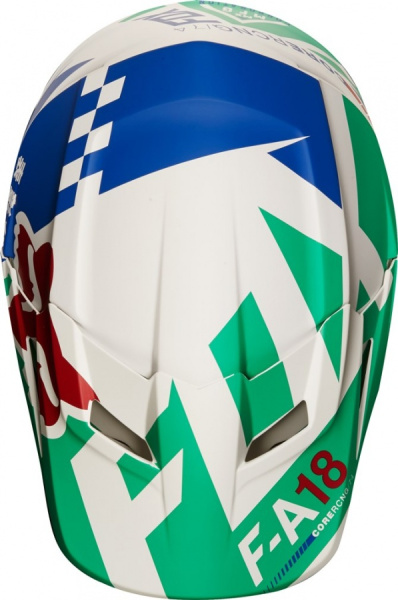 Fox Racing V1 Sayak 2018 Youth шлем подростковый, бело-сине-зеленый