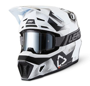 Leatt Kit Moto 7.5 V27 Camo Black/White шлем кроссовый + Velocity 4.5 мотоочки, черно-белый