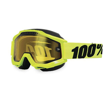 100% Accuri Snowmobile Fluo Yellow Vented Dual Lens w Pins мотоочки