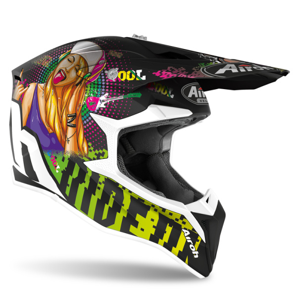 Airoh Wraap Pin Up шлем внедорожный, черно-бело-желтый