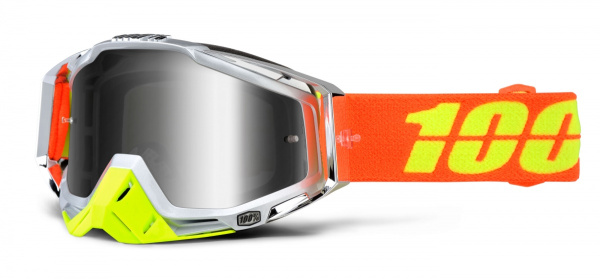 100% Racecraft Airstream/Mirror Silver мотоочки, оранжево-желтый, зеркальная серая линза