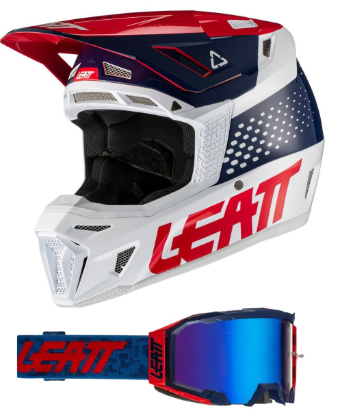 Leatt Kit Moto 8.5 V21 Blue шлем кроссовый + Velocity 5.5 мотоочки